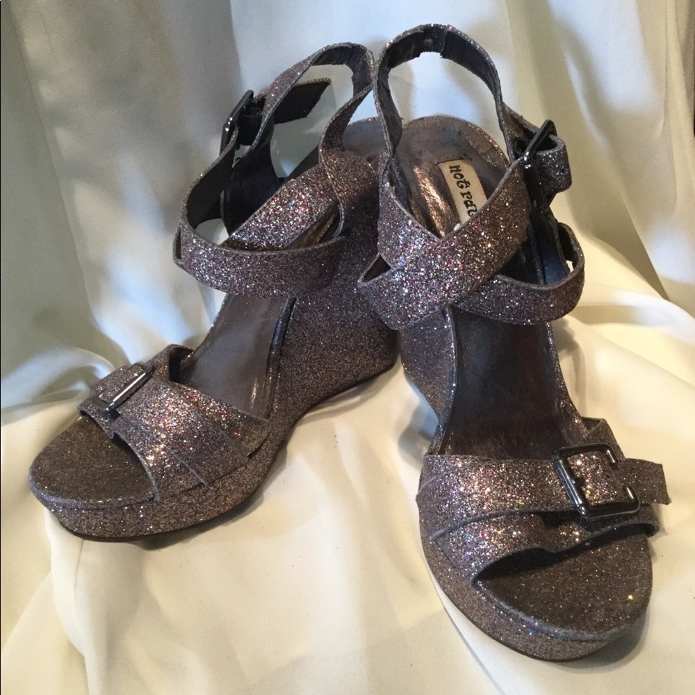 🍉Not Rated Glitter Wedge Sandals Size 7 1/2